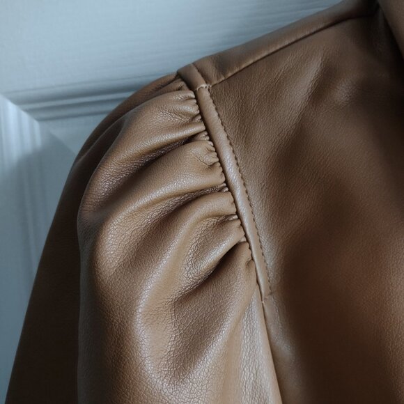 Marc New York - faux leather puff sleeve button down shirt - NWT - size XS - Picture 5 of 10